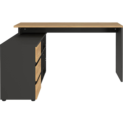 Artikelbild 8 für GERMANIA Lissabon Schreibtisch grafit, navarra-eiche rechteckig, Wangen-Gestell grau 145,0 x 145,0 cm, Artikelnummer 881551