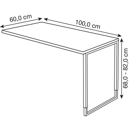 Artikelbild 2 für Kerkmann Anbautisch höhenverstellbar Yukon weiß, silber rechteckig 100,0 x 60,0 x 68,0 - 82,0 cm, Artikelnummer 344408