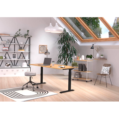 Artikelbild 4 für GERMANIA Lissabon höhenverstellbarer Schreibtisch navarra-eiche rechteckig, C-Fuß-Gestell schwarz 160,0 x 80,0 cm, Artikelnummer 727527