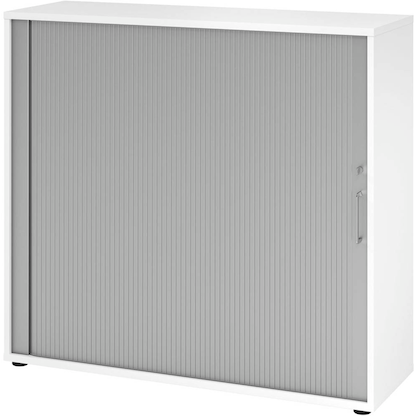 Artikelbild für HAMMERBACHER Popular Rollladenschrank weiß, silber 2 Fachböden 120,0 x 40,0 x 110,0 cm, Artikelnummer 991703