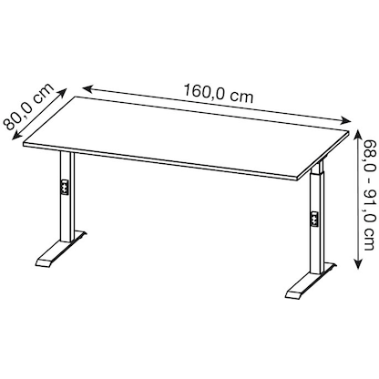 Artikelbild 2 für GERMANIA Agenda Home höhenverstellbarer Schreibtisch grandson-eiche rechteckig, C-Fuß-Gestell schwarz 160,0 x 80,0 cm, Artikelnummer 385413