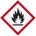 Gefahren-Piktogramm mit Flamme in schwarzer Farbe: Kennzeichnung für entzündliche Stoffe.