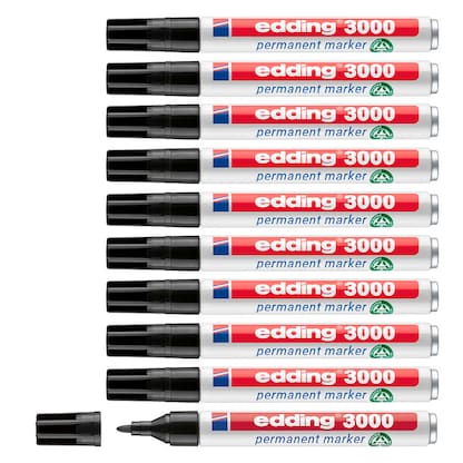 Artikelbild für edding 3000 Permanentmarker schwarz 1,5 - 3,0 mm, 10 St., Artikelnummer 316547