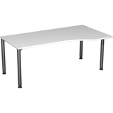 Artikelbild 1 für geramöbel Flex höhenverstellbarer Schreibtisch lichtgrau, anthrazit Trapezform, 4-Fuß-Gestell grau 180,0 x 80,0/100,0 cm, Artikelnummer 879712