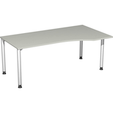 Artikelbild 1 für geramöbel Flex höhenverstellbarer Schreibtisch lichtgrau, silber Trapezform, 4-Fuß-Gestell silber 180,0 x 80,0/100,0 cm, Artikelnummer 879724