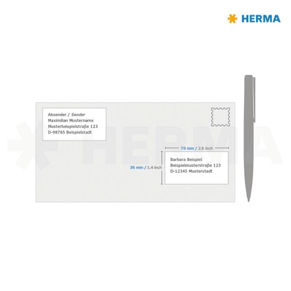 Artikelbild 3 für HERMA Adressetiketten 4443 weiß 70,0 x 36,0 mm, 20 Blatt, Artikelnummer 147652