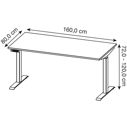 Artikelbild 2 für GERMANIA Bedano höhenverstellbarer Schreibtisch kaschmir rechteckig, T-Fuß-Gestell schwarz 160,0 x 80,0 cm, Artikelnummer 389177