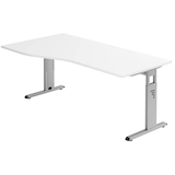 Artikelbild 1 für HAMMERBACHER OS 18 höhenverstellbarer Schreibtisch weiß Trapezform, C-Fuß-Gestell silber 180,0 x 80,0/100,0 cm, Artikelnummer 657371