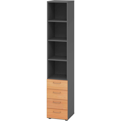 Artikelbild für HAMMERBACHER Regalschrank 964S4, V964S4/G/6/BS grafit, buche 40,0 x 42,0 x 215,6 cm, 1 St., Artikelnummer 380426