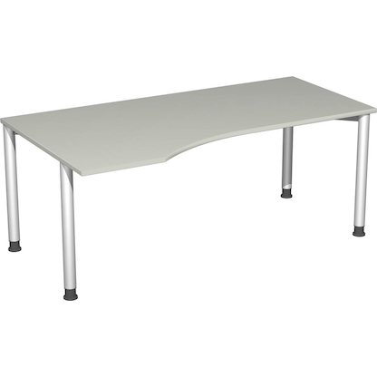 Artikelbild für geramöbel Flex höhenverstellbarer Schreibtisch lichtgrau, silber Trapezform, 4-Fuß-Gestell silber 180,0 x 80,0/100,0 cm, Artikelnummer 879647