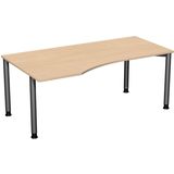 Artikelbild 1 für geramöbel Flex höhenverstellbarer Schreibtisch buche, anthrazit Trapezform, 4-Fuß-Gestell grau 180,0 x 80,0/100,0 cm, Artikelnummer 879674