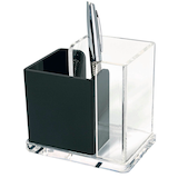Artikelbild 1 für WEDO Stiftehalter Exklusiv glasklar/schwarz Acryl 2 Fächer 12,0 x 8,5 x 10,0 cm, Artikelnummer 270199