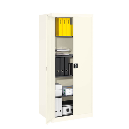 Artikelbild für mauser Stahlschrank entero BF6 - 9010/9010 reinweiß 4 Fachböden 95,0 x 60,0 x 195,0 cm, aufgebaut, 1 St., Artikelnummer 258614