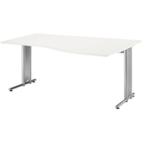 Artikelbild 1 für HAMMERBACHER NS18 Schreibtisch weiß Trapezform, C-Fuß-Gestell silber 180,0 x 80,0/100,0 cm, Artikelnummer 866968