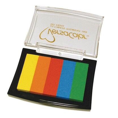 Artikelbild für Rayher Stempelkissen Versacolor gelb/orange/rot/blau/grün 7,5 x 4,7 cm, 1 St., Artikelnummer 932350
