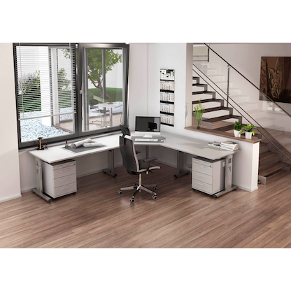 Artikelbild 4 für HAMMERBACHER Verbindungsplatte VLE91 lichtgrau, dreieckig abgerundet 80,0 x 80,0 x 2,5 cm, Artikelnummer 656393