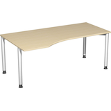 Artikelbild 1 für geramöbel Flex höhenverstellbarer Schreibtisch buche, silber Trapezform, 4-Fuß-Gestell silber 180,0 x 80,0/100,0 cm, Artikelnummer 879820