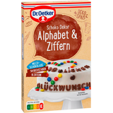 Artikelbild 1 für Dr. Oetker Schoko Dekor Alphabet & Ziffern Dekor, 1 St., Artikelnummer 576669