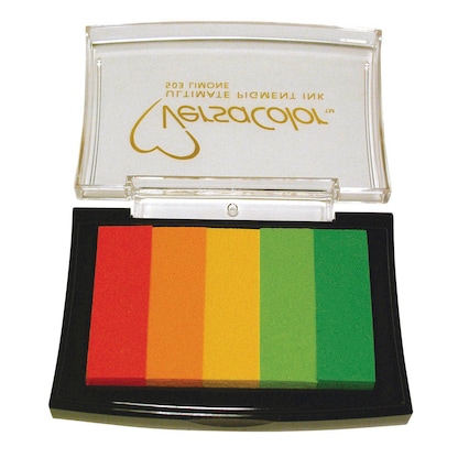 Artikelbild für Rayher Stempelkissen Versacolor rot/orange/gelb/hellgrün/grün 7,5 x 4,7 cm, 1 St., Artikelnummer 932392