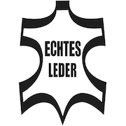 Kontur einer Lederhaut mit dem Schriftzug „ECHTES LEDER“ in der Mitte – weist echtes Leder aus.