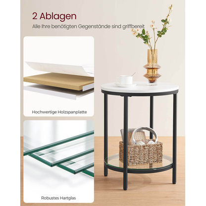 Artikelbild 9 für VASAGLE Beistelltisch rund Spanplatte weiß 45,0 x 45,0 x 55,0 cm, 1 St., Artikelnummer 290538