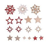 Artikelbild 1 für Rayher Holz-Streudeko natur, rot, weiß Stern, 17 St., Artikelnummer 433549