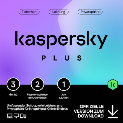 Artikelbild für KASPERSKY Plus Sicherheitssoftware Vollversion (Download-Link), Artikelnummer 898474