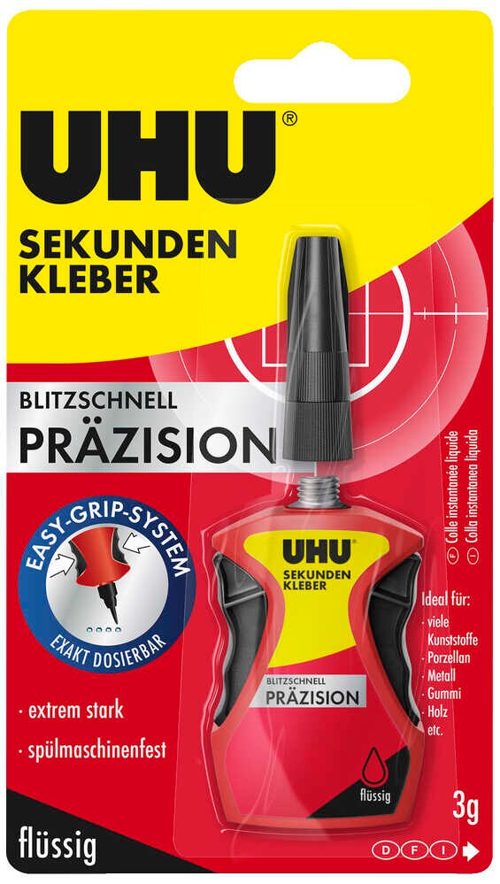 UHU Sekundenkleber blitzschnell Präzision 3g Flüssigkleber Tube exakt UHU Sekundenkleber blitzschnell Präzision 3g Flüssigkleber Tube exakt
