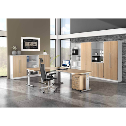 Artikelbild 4 für HAMMERBACHER Verbindungsplatte VLE91 eiche, dreieckig abgerundet 80,0 x 80,0 x 2,5 cm, Artikelnummer 656431