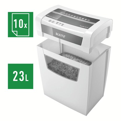 Artikelbild 11 für LEITZ IQ Home Office Aktenvernichter mit Partikelschnitt P-4, 4 x 28 mm, bis 10 Blatt, weiß, Artikelnummer 638039