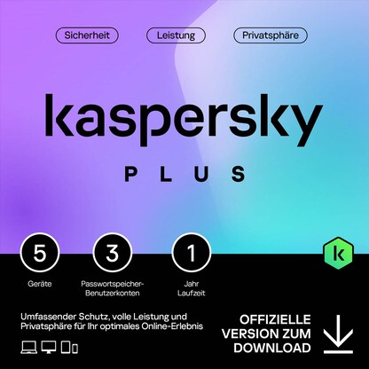Artikelbild für KASPERSKY Plus Sicherheitssoftware Vollversion (Download-Link), Artikelnummer 898524