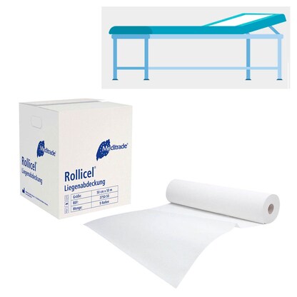 Artikelbild für Meditrade® Ärztekrepp ROLLICEL® 2-lagig weiß 50,0 cm x 50,0 m, 9 Rollen, Artikelnummer 242239