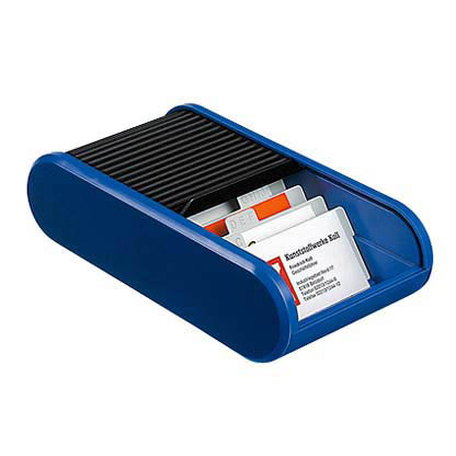 Artikelbild für helit Visitenkartenbox blau/schwarz, für bis zu 300 Visitenkarten, Artikelnummer 440131