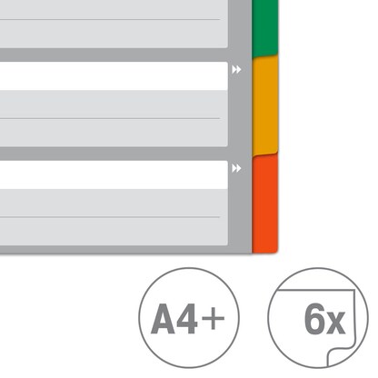 Artikelbild 5 für VON LEITZ Register DIN A4 Vollformat blanko grau-weiß 6-teilig, 1 Satz, Artikelnummer 635849