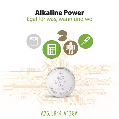 Artikelbild 6 für GP Knopfzellen V 13 GA/LR44 Alkali-Mangan 1,5 V, 5 St., Artikelnummer 676395