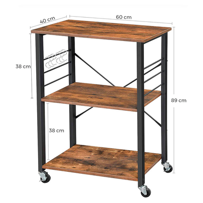 Artikelbild 2 für VASAGLE Servierwagen braun, schwarz 60,0 x 40,0 x 89,0 cm, Artikelnummer 438786