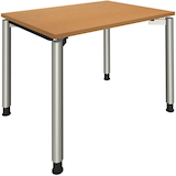 Artikelbild 1 für fm Sidney höhenverstellbarer Schreibtisch buche rechteckig, 4-Fuß-Gestell Rundrohr silber 100,0 x 80,0 cm, Artikelnummer 353007