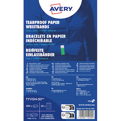 Artikelbild 3 für AVERY Zweckform Eintrittsbänder grün, 500 St., Artikelnummer 607269