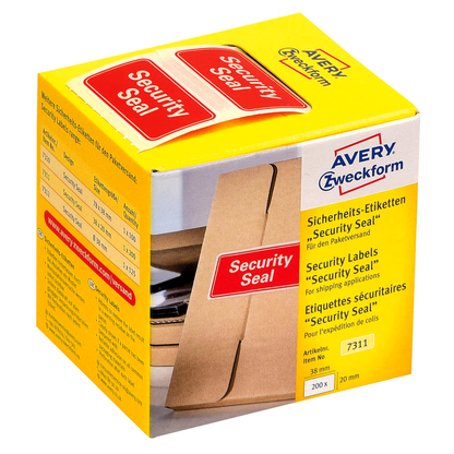 Artikelbild 2 für AVERY Zweckform Sicherheitssiegel 7311 rot »Security Seal« 38,0 x 20,0 mm, 200 Etiketten , Artikelnummer 431945