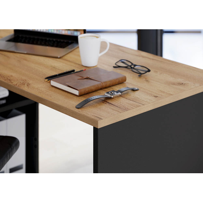 Artikelbild 7 für GERMANIA Lissabon Schreibtisch grafit, navarra-eiche rechteckig, Wangen-Gestell grau 145,0 x 145,0 cm, Artikelnummer 881551