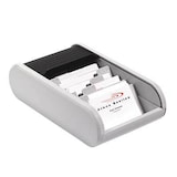 Artikelbild 1 für helit Visitenkartenbox lichtgrau/schwarz, für bis zu 300 Visitenkarten, Artikelnummer 138248