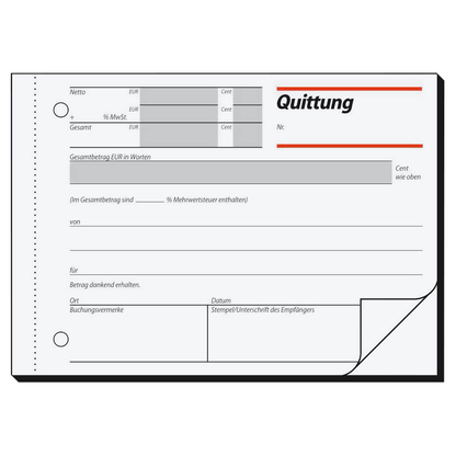 Artikelbild 2 für SIGEL Quittung, MwSt. separat ausgewiesen Formularbuch QU625, 1 St., Artikelnummer 855122