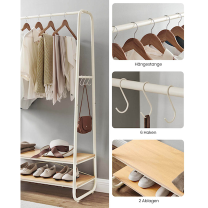 Artikelbild 5 für VASAGLE Kleiderständer braun Metall 6 Haken 100,0 x 160,0 cm, Artikelnummer 290199