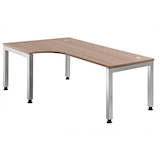 Artikelbild 1 für HAMMERBACHER Prokura höhenverstellbarer Schreibtisch nussbaum L-Form, 5-Fuß-Gestell silber 200,0 x 120,0 cm, Artikelnummer 979880