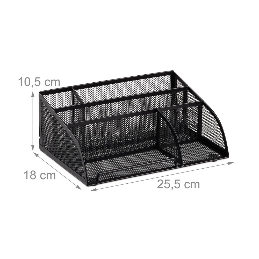 Relaxdays Schreibtisch-Organizer Aus Metall – 9 Fächer, Stiftehalter & Schublade, Anthrazit