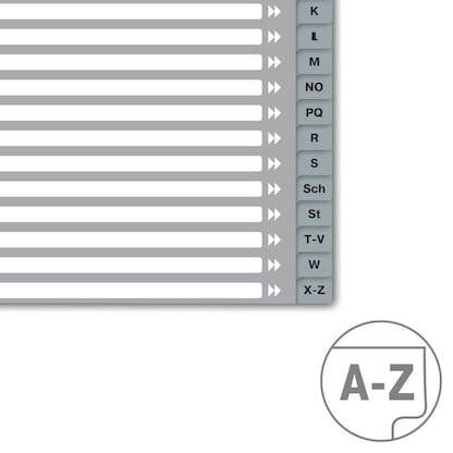 Artikelbild 5 für VON LEITZ Register DIN A4 Halbformat A-Z grau-weiß 20-teilig, 1 Satz, Artikelnummer 636088