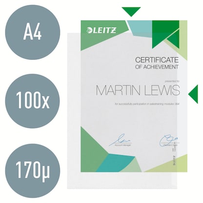 Artikelbild 7 für LEITZ Sichthüllen 4060 DIN A4 transparent genarbt 0,17 mm, 100 St., Artikelnummer 154161