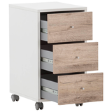 Artikelbild 1 für MÖBELPARTNER 400 Rollcontainer weiß, wildeiche 3 Auszüge 32,6 x 39,1 x 59,7 cm, Artikelnummer 774032