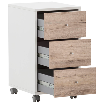 Artikelbild für MÖBELPARTNER 400 Rollcontainer weiß, wildeiche 3 Auszüge 32,6 x 39,1 x 59,7 cm, Artikelnummer 774032
