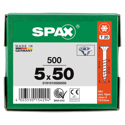 Artikelbild 8 für SPAX® Universalschrauben T20 Senkkopf WIROX 0191010500505 5 mm x 50 mm, 500 St., Artikelnummer 396006